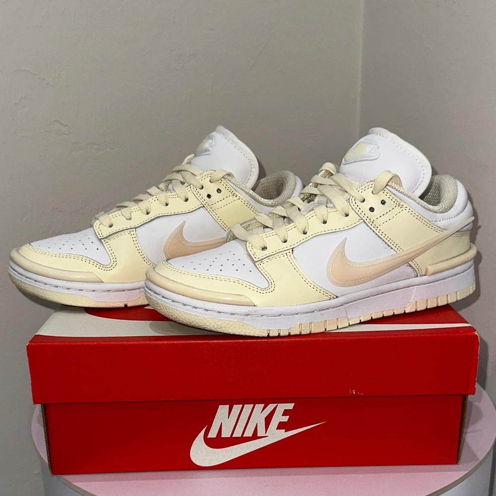 Nike Women’s Low-Top Sneakers in White and Pale Yellow